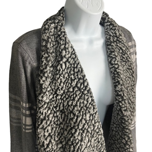Thread & Supply Sherpa Lined Open Front Oversized Cardigan Gray White Small - Picture 5 of 11